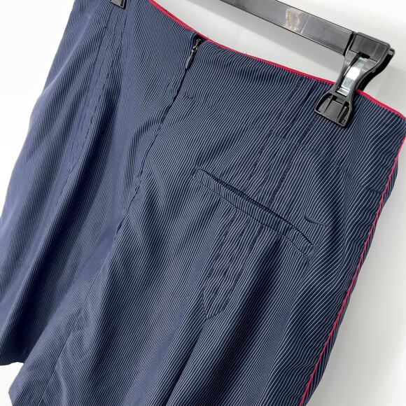 Nike Golf Navy Skirt Women Sz 8 Pinstripe A-Line Pleats Zip Pockets Liner Shorts - Picture 7 of 11